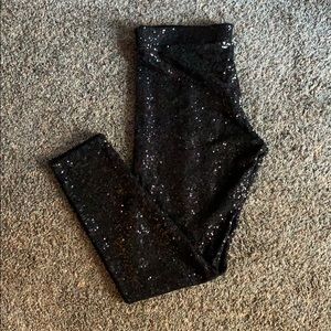 PINK Victoria Secret Black Sequin Leggings L